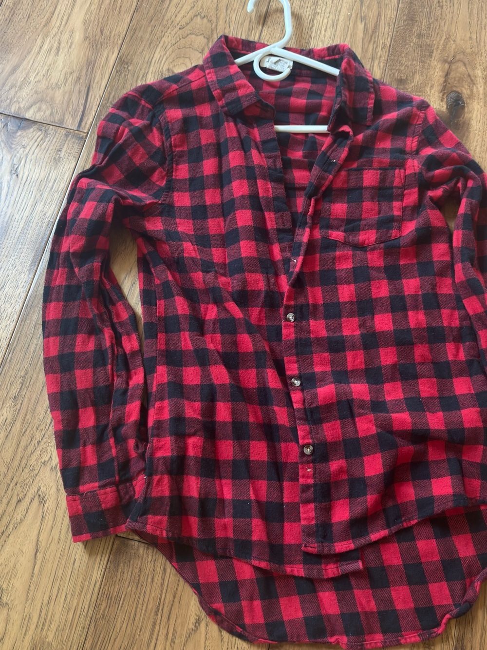 Love Notes Red and Black Plaid Casual Button-Down Shirt